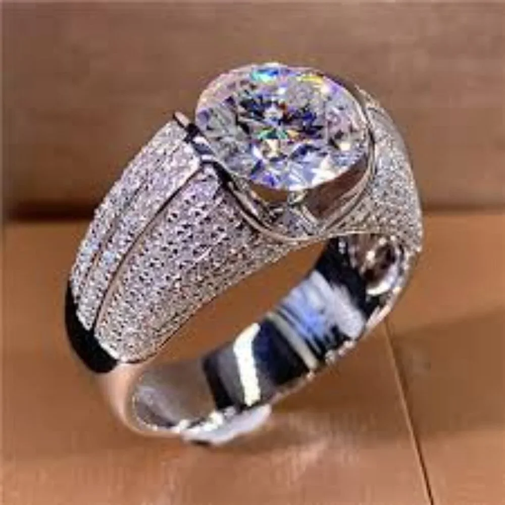 Fashion Fever Glitter Zircon Chunky Wedding Ring for Women, MARR9211